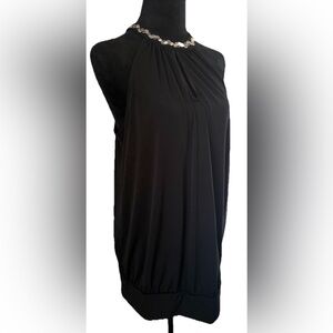 Lane Bryant, Black Halter Beaded Embellishments, Sleeveless Blouse, 14/16